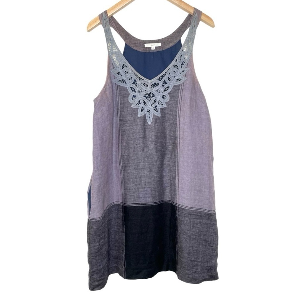 Eliot lace accent sleeveless linen tunic mini dress medium